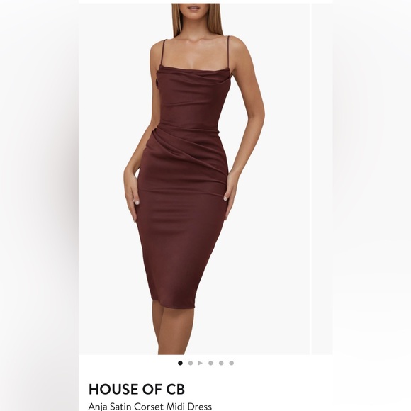 anja wine satin corset midi dress House of CB London Anja Satin Corset Midi Dress in Wine US Size XS